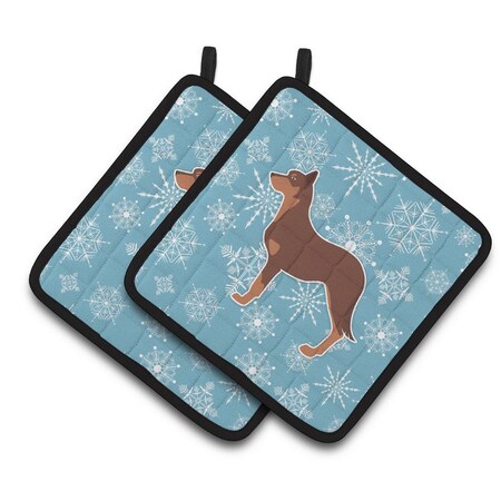 Carolines Treasures Winter Snowflake Australian Kelpie Dog Pair of Pot Holders BB3529PTHD